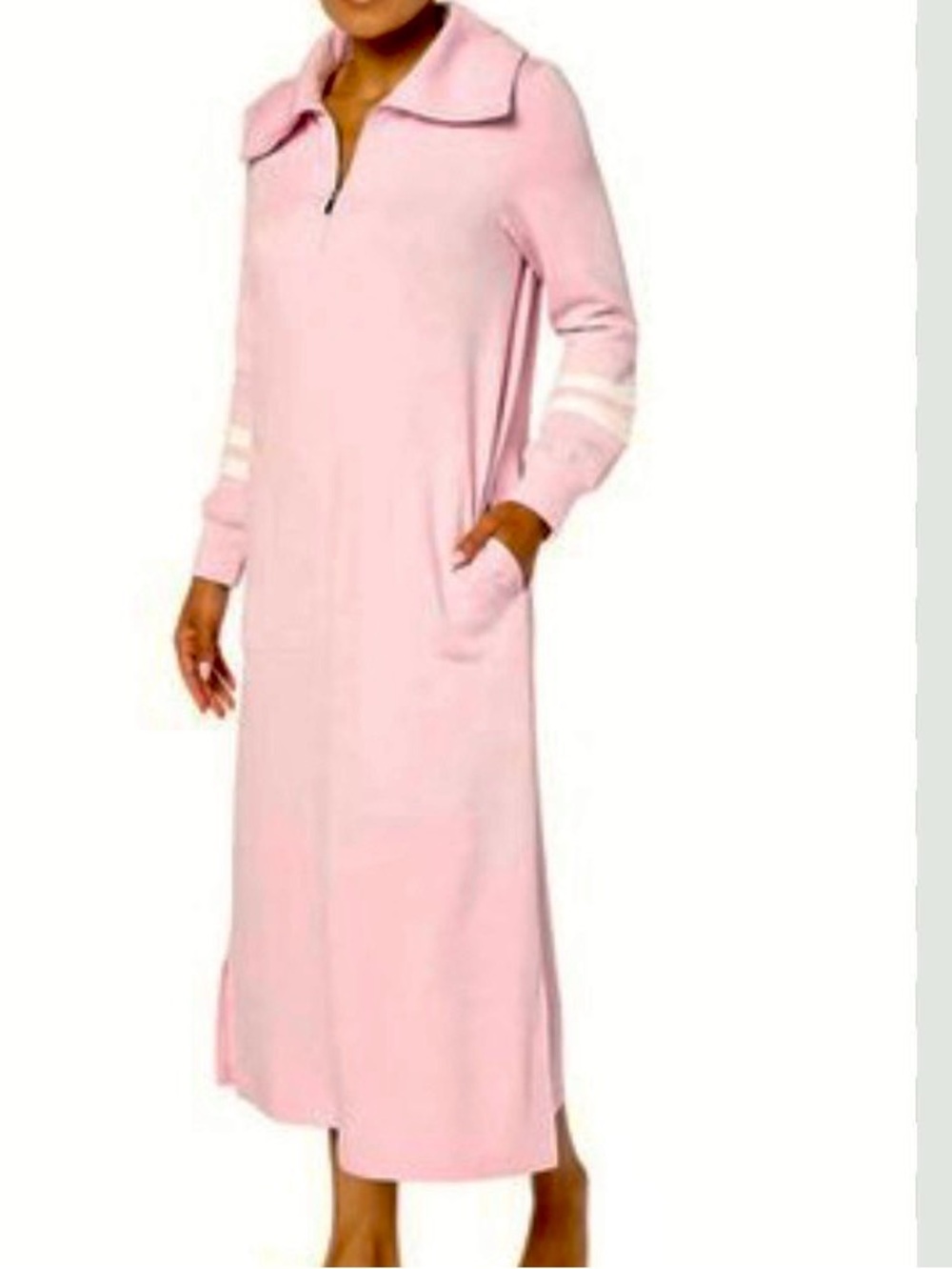 New QVC Carole Hochman Women's 48" Half Zip Mauve Fleece Lounger / Medium